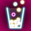 Rock Balls pour down into glowing cups with rock rhythm icon