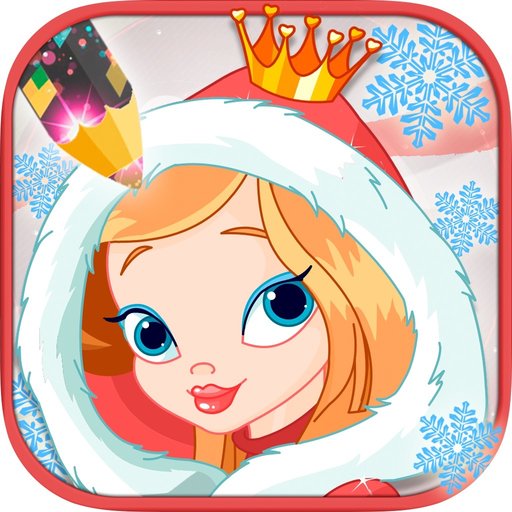 Drawings to paint princesses at Christmas seasons. Princesses coloring book app icon