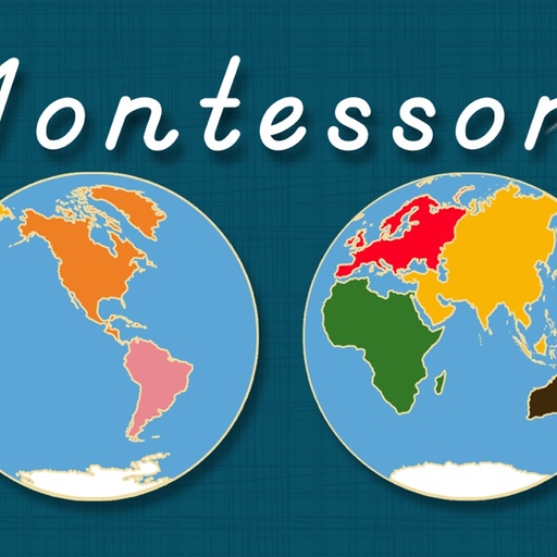 World Continents and Oceans - Geography by Mobile Montessori app icon