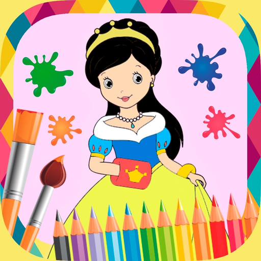 Princesses paint coloring book app icon