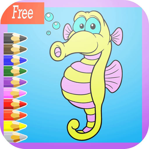 Cute Sea Animals Coloring Book:learn to paint and drawing easy app icon