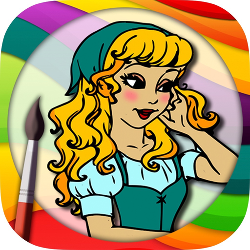 Cinderella Coloring book & Paint classic fairy tales for kids app icon
