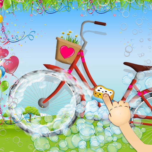 Kids bicycle washing salon: wash baby bikes for play app icon