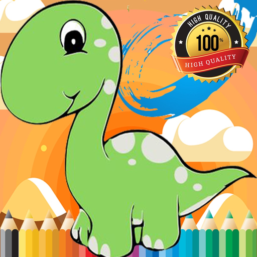 Cute Dino Paint and Coloring Book Learning Skill - Fun Games Free For Kids app icon