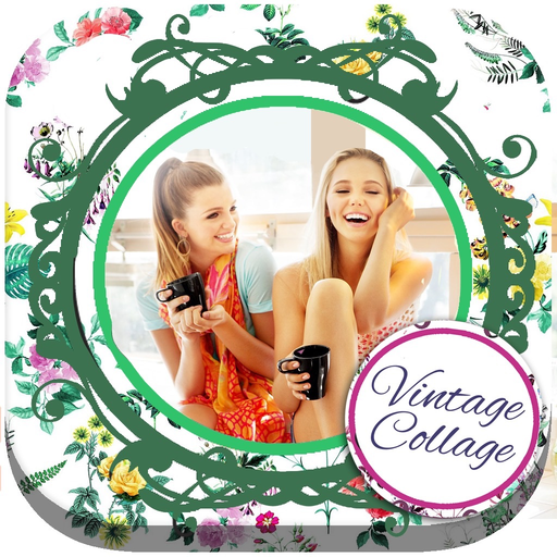 Vintage photo collage editor - frames and stickers app icon