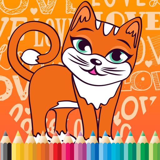 Cat Cartoon Paint and Coloring Book Learning Skill - Fun Games Free For Kids app icon