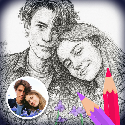 Sketch effect coloring photo app icon
