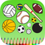 Sport Coloring Book: Learn to color and draw an athlete, football player, tennis and more icon