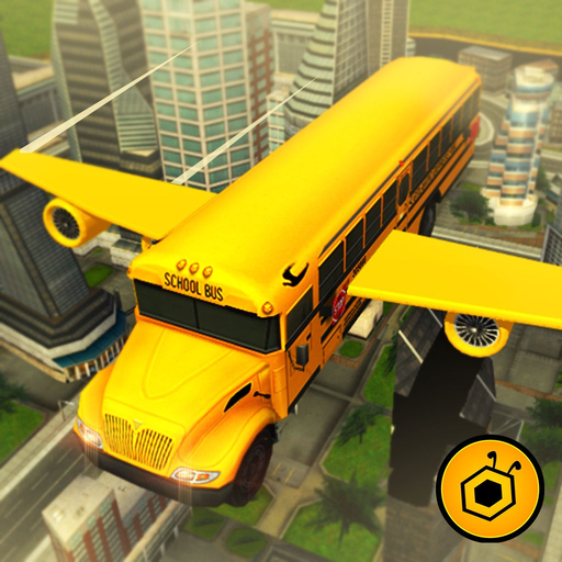 Flying School bus simulator 3D free - school kids app icon