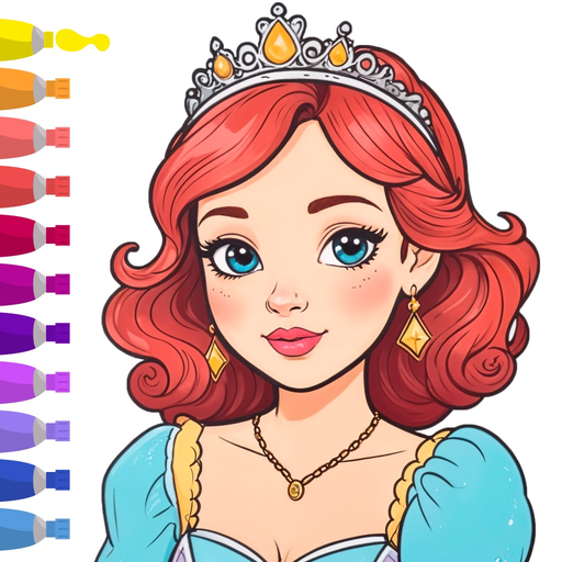 Princess color fairy drawing app icon