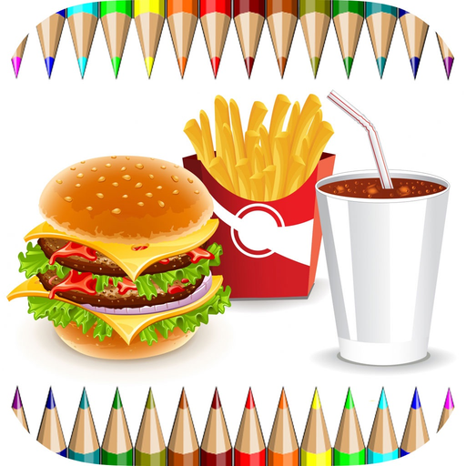 Food Coloring Book for Adults and Kids: Learn to color and draw a fast food, rice and more app icon