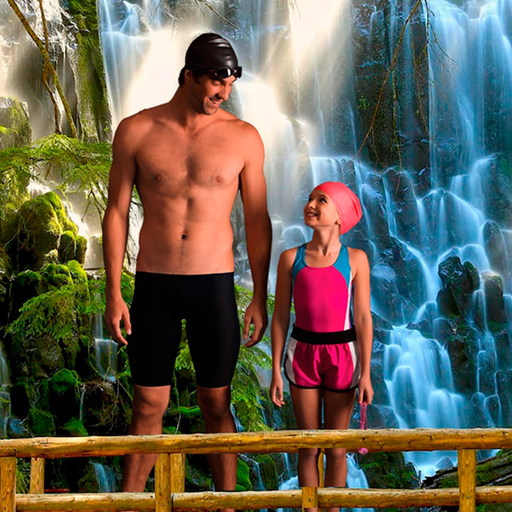Waterfall montage with photos app icon