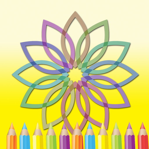Adult mandalas coloring book therapy app icon