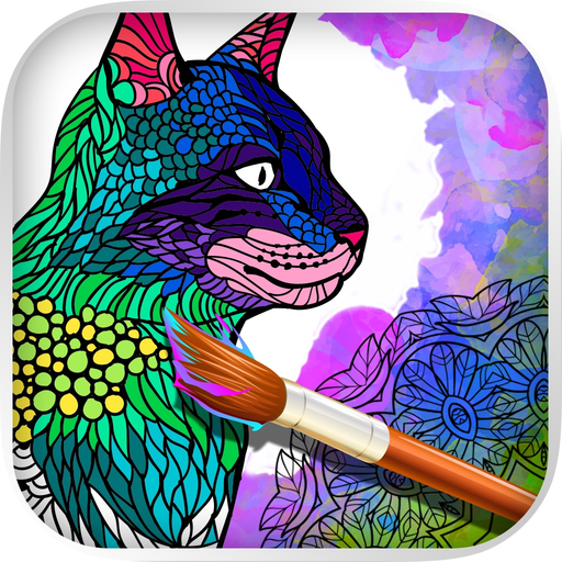 Cats & kittens - Mandalas coloring book for adults app icon