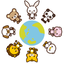 Cute animal illustration icon