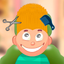 Child game / blonde hair cut icon