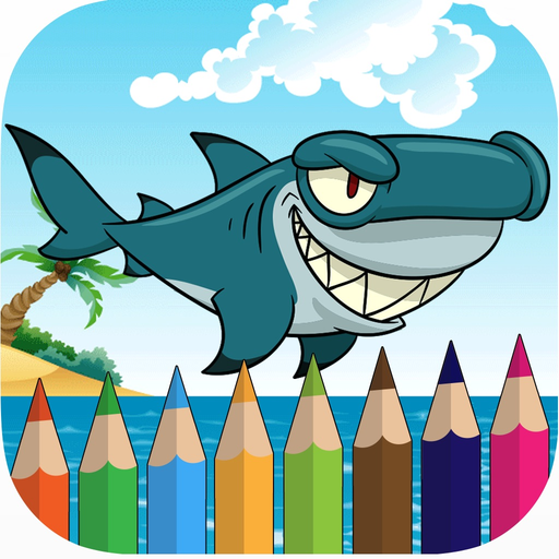 Shark coloring book for kids games app icon