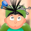 Child game / black hair cut icon