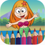 Mermaid in ocean coloring book for kids games icon
