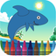 Shark in ocean coloring book games for kids icon