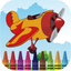 Sky plane rolling coloring book games for kids icon