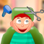 Child game / red hair cut icon