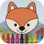 Cute animal in farm coloring book games for kids icon