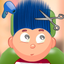 Child game / hair cut (dark blue) icon