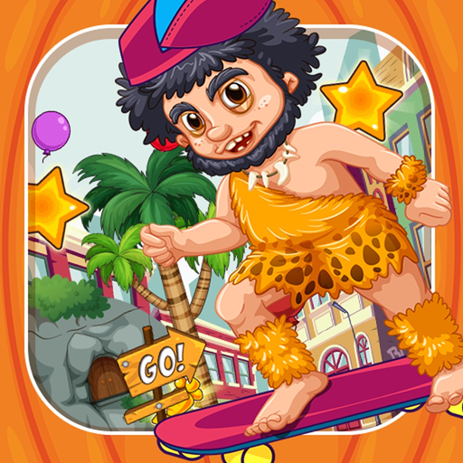 Caveman Skater Go - Jump and collect coin to win app icon