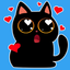 Funny Black cat stickers emoji icon