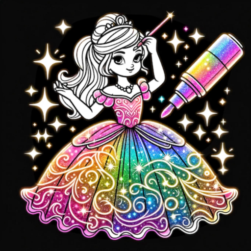 Princess coloring book drawing app icon