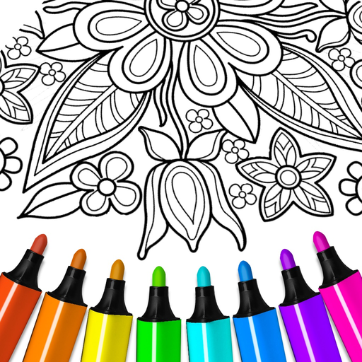 Flower mandala coloringbook app icon
