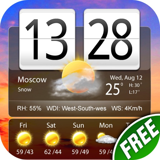 Free Live Weather Clock Pro app icon