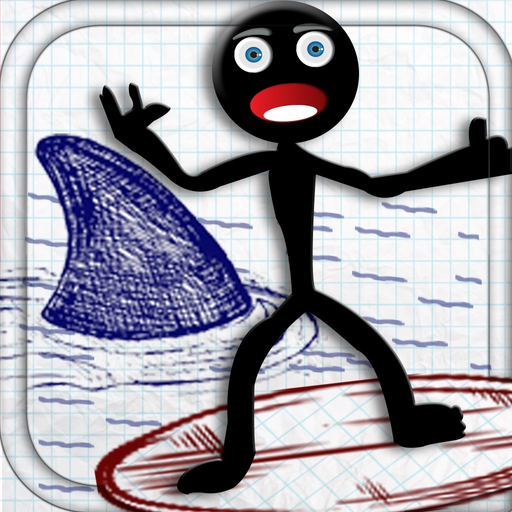Stick-man Doodle Steps: Dont Step on The Shark Fins app icon