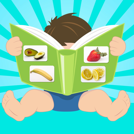 Fruits and vegetables flashcards quiz and matching game for toddlers and kids in English app icon