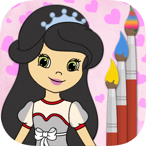 Paint princes in princesses coloring game app icon