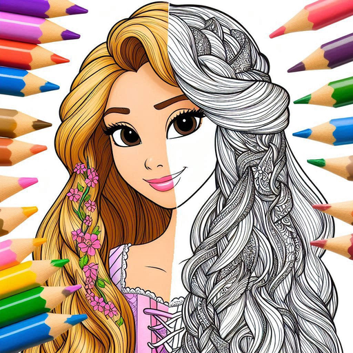 Rapunzel coloring game & paint app icon