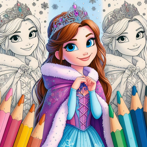 Coloring book ice princess app icon