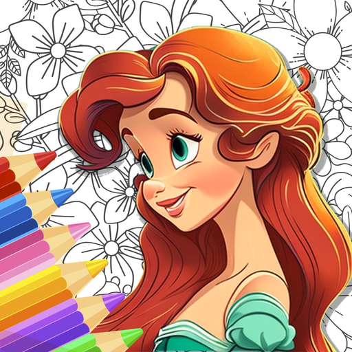 Drawing princess learning game app icon