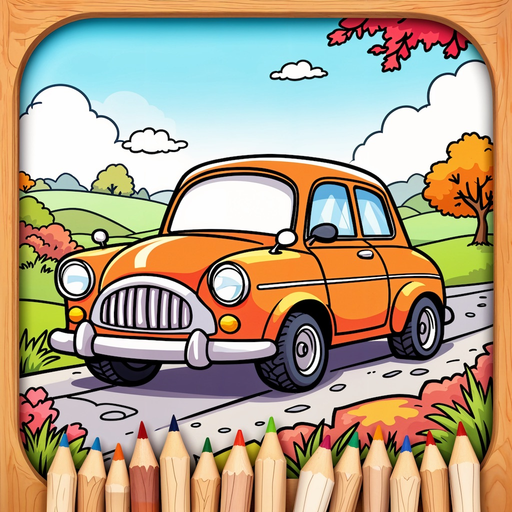 Magic cars coloring book game app icon