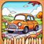 Magic cars coloring book game icon