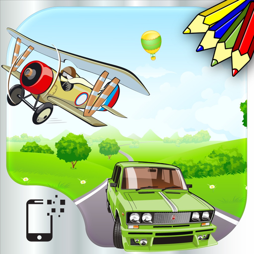 Vehicles and transportation : free coloring, jigsaw puzzles and educative games for kids and toddlers app icon