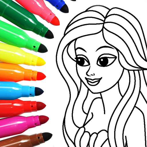 Coloring book 4 girls app icon