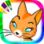 Coloring cats and kittens icon