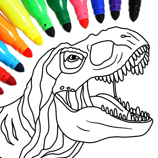 Dino coloring pages book app icon
