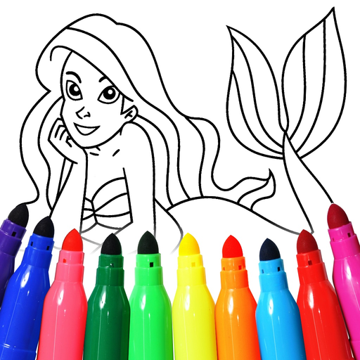Mermaids coloring pages app icon