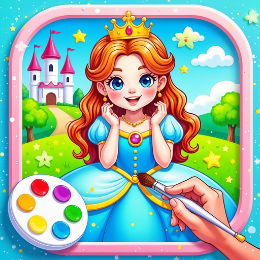 Paint princess Rapunzel color app icon